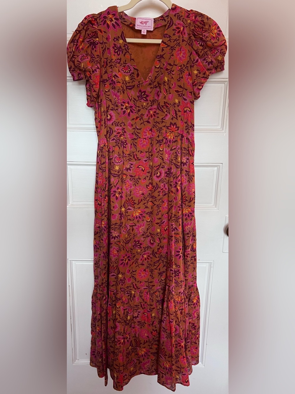 Banjanan Cap Sleeve Floral Maxi Dress